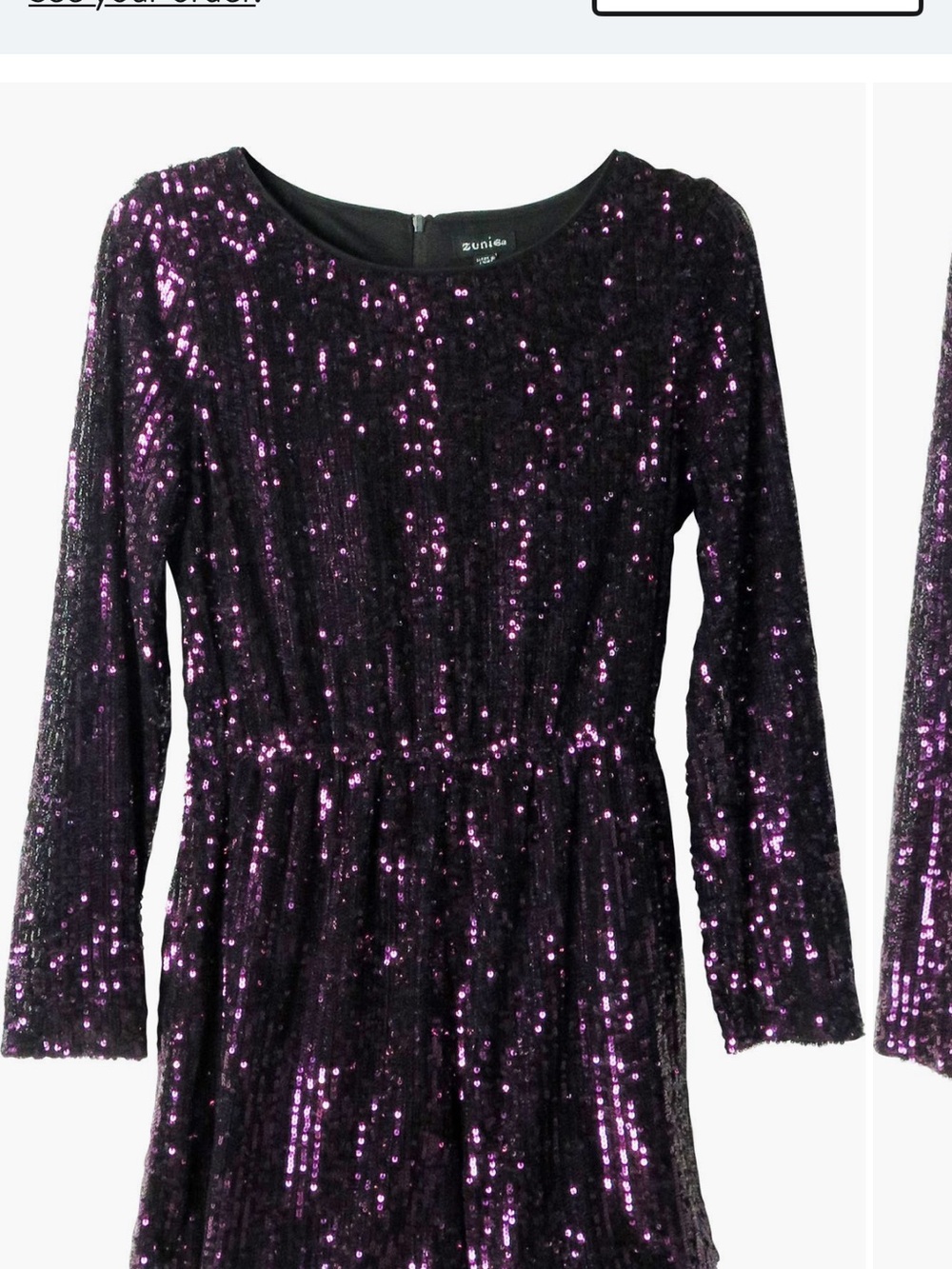 Zunie Girls' Purple Sequin Long-Sleeve Romper